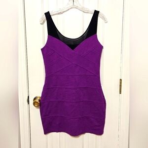 Express Purple Black Tight Fitted Bodycon Mini Dress size Medium